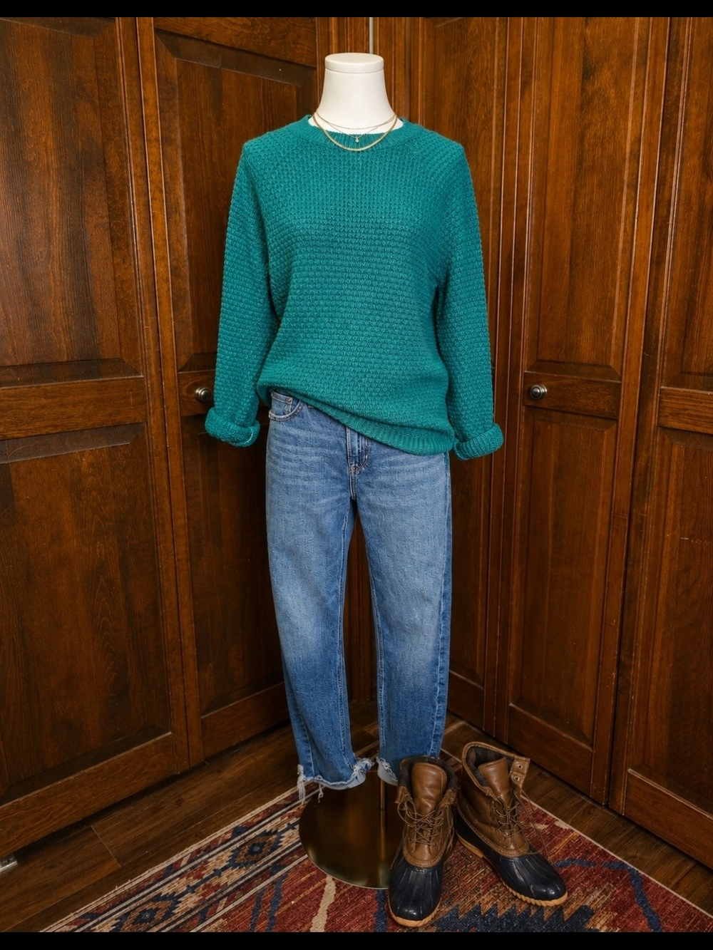 Textured Teal Knit Sweater